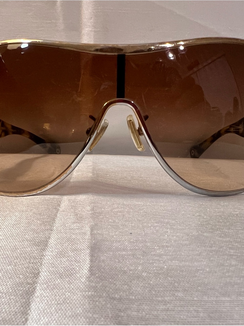 Coach Women's Shield Sunglasses in Brown with Gold Trim